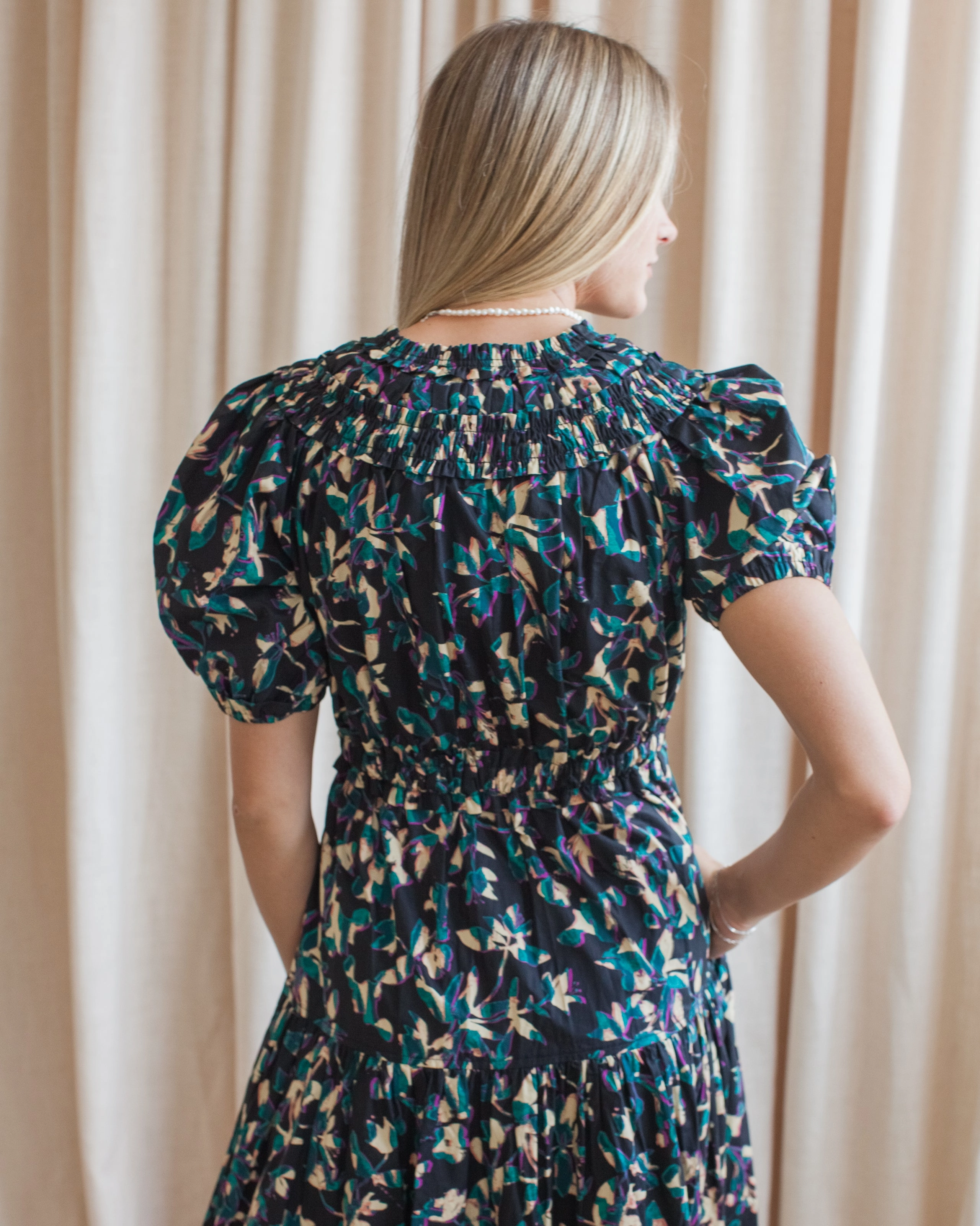 Ulla Johnson Othella Short Sleeve Midi Dress- Kaleidoscope spring fashion
