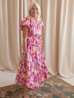 Photo Glow Silky texture Ulla Johnson Ottilie Dress in Azalea