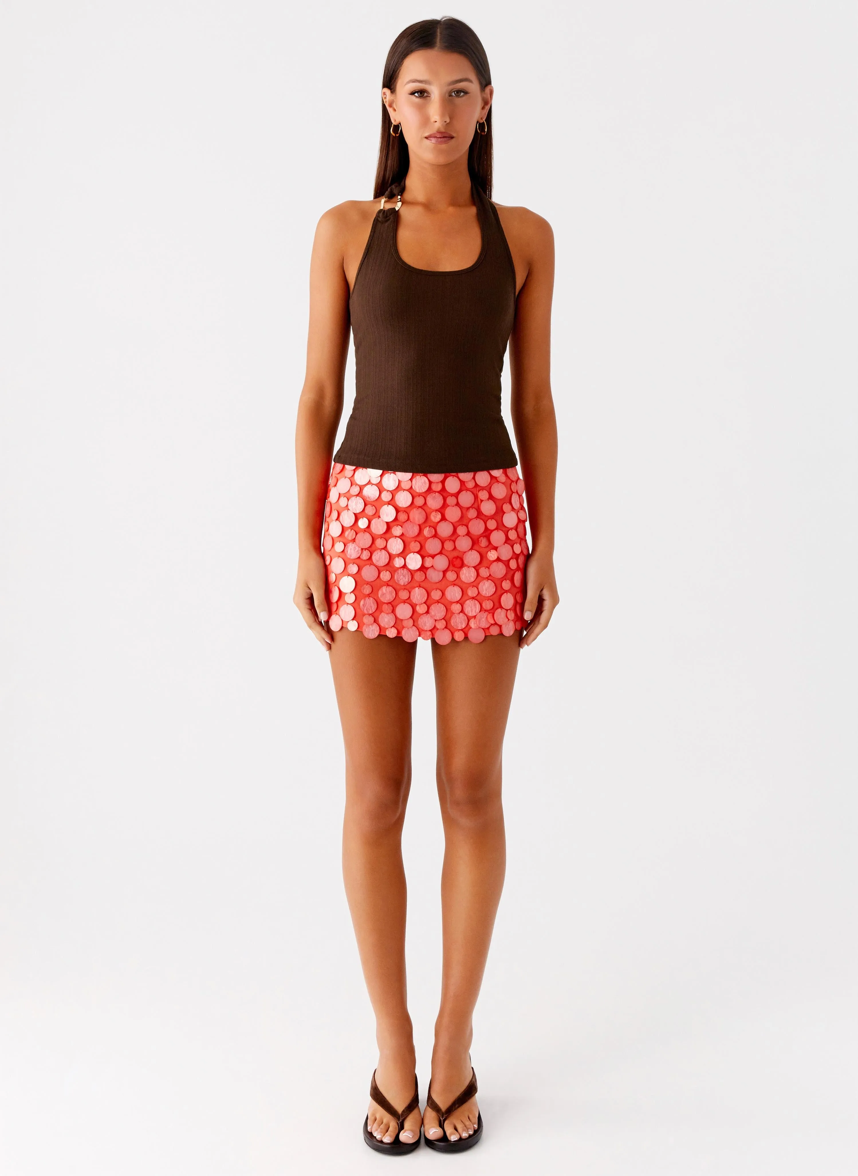 Movie Star Mini Skirt - Mandarin Red relaxed shape Freedom Fit