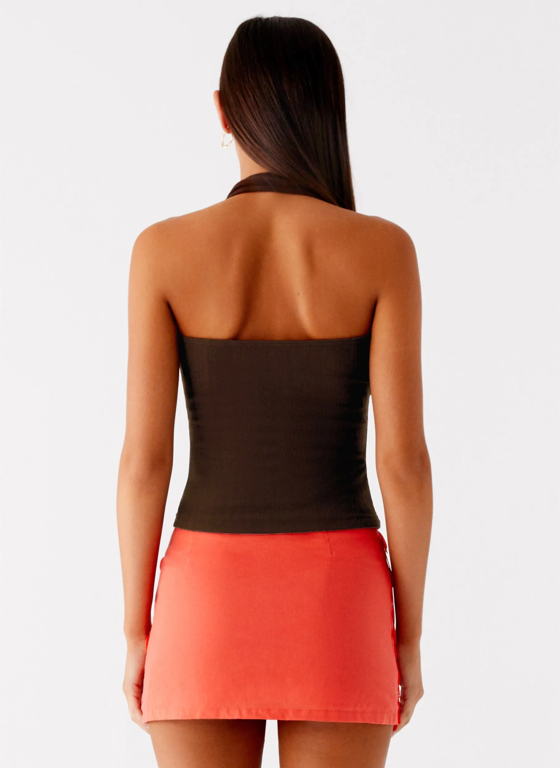 Adjustable Fit Sport Fit Movie Star Mini Skirt - Mandarin Red