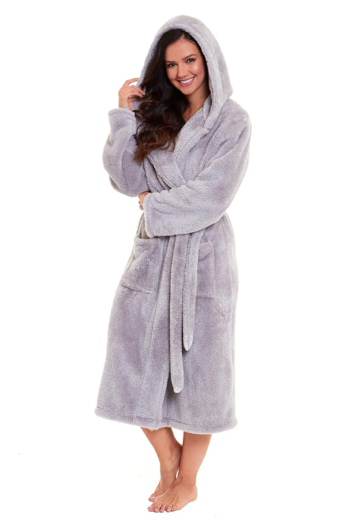 Ultra Soft Velvet Touch Women's Hooded Fleece Bathrobes Cozy Plush Snuggle Dressing Gowns for Lounging Spa Gym Hotel Multiple Sizes and Colors by Daisy Dreamer