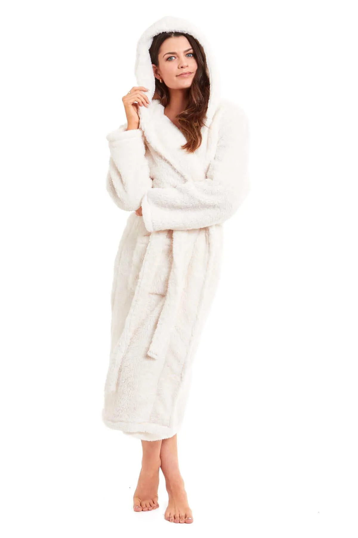 Ultra Soft Velvet Touch Women's Hooded Fleece Bathrobes Cozy Plush Snuggle Dressing Gowns for Lounging Spa Gym Hotel Multiple Sizes and Colors by Daisy Dreamer