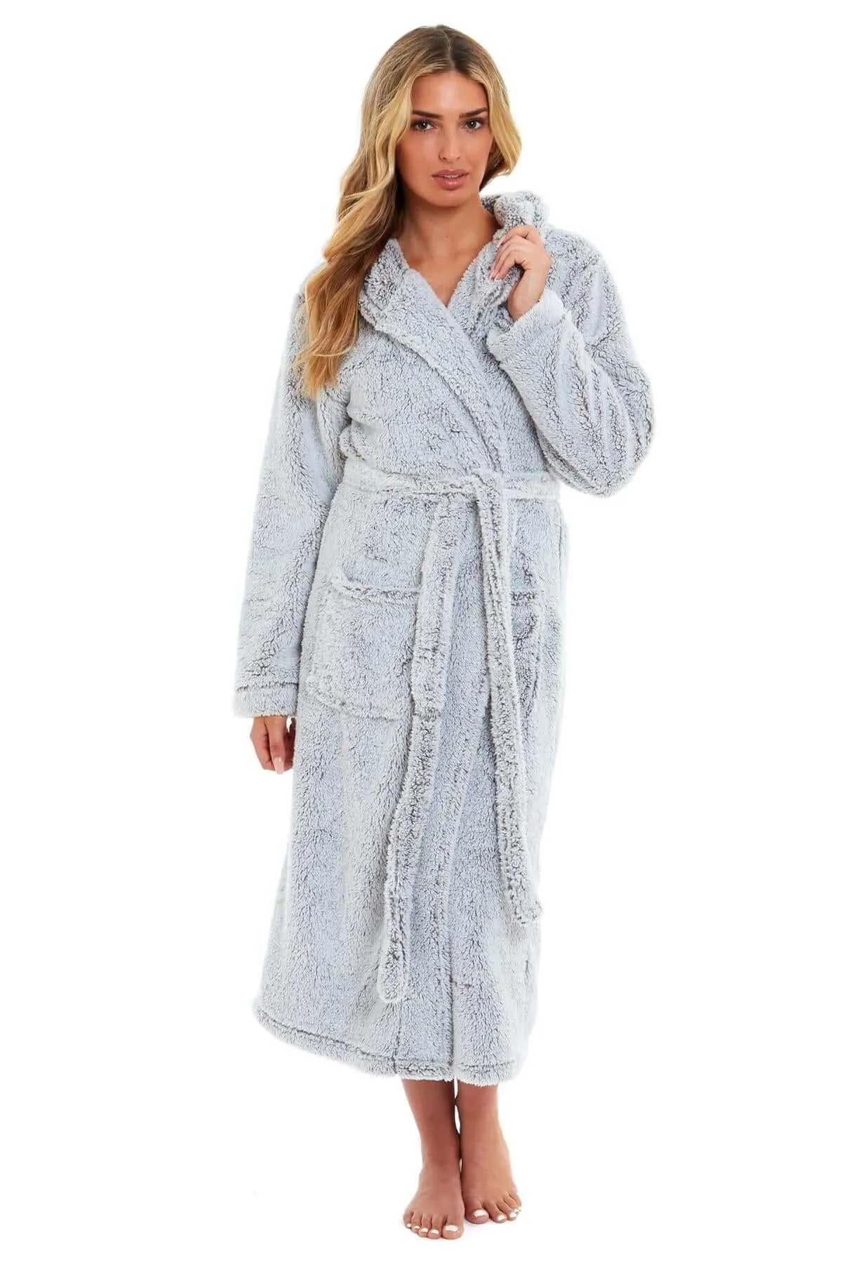 Ultra Soft Velvet Touch Women's Hooded Fleece Bathrobes Cozy Plush Snuggle Dressing Gowns for Lounging Spa Gym Hotel Multiple Sizes and Colors by Daisy Dreamer