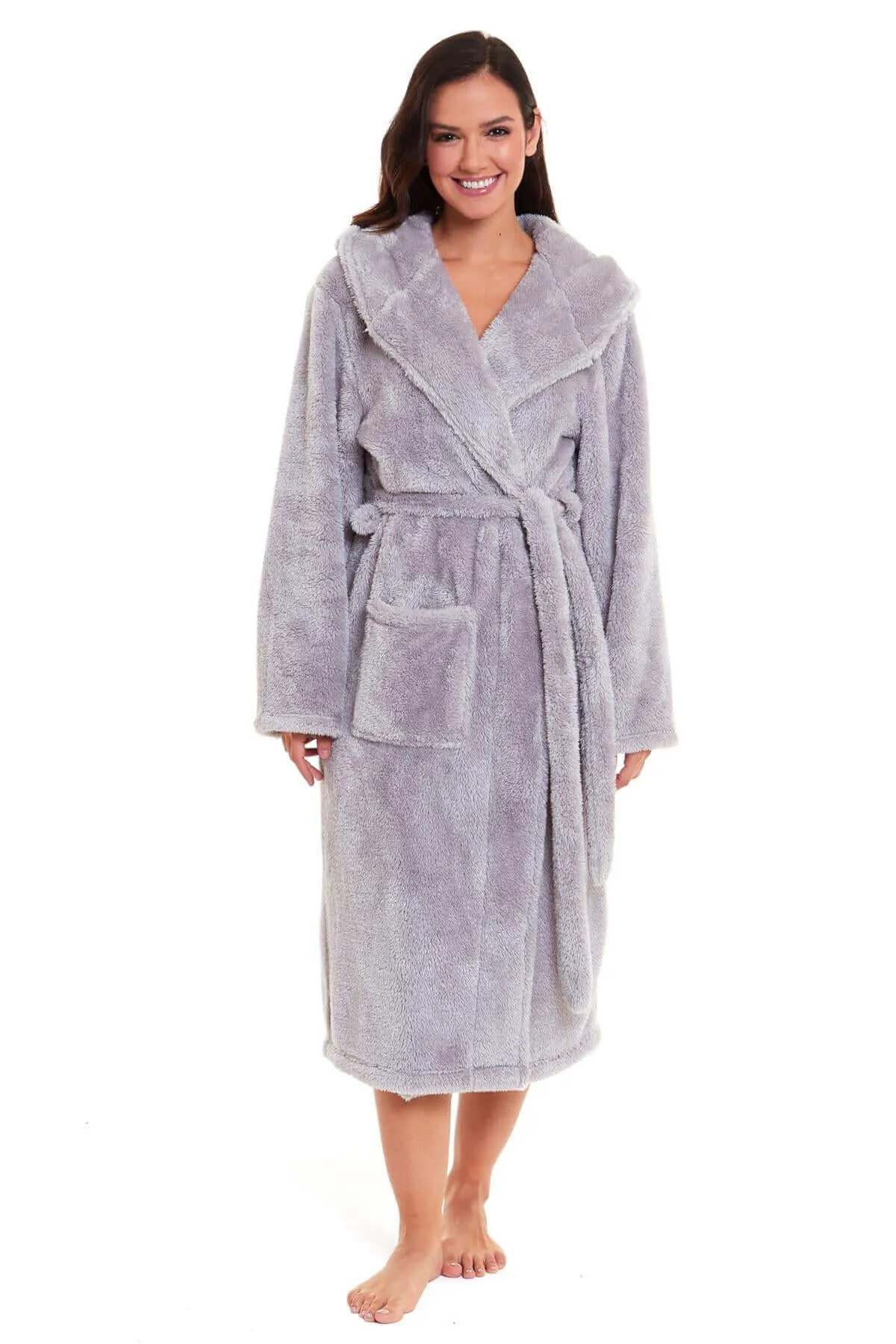 Ultra Soft Velvet Touch Women's Hooded Fleece Bathrobes Cozy Plush Snuggle Dressing Gowns for Lounging Spa Gym Hotel Multiple Sizes and Colors by Daisy Dreamer