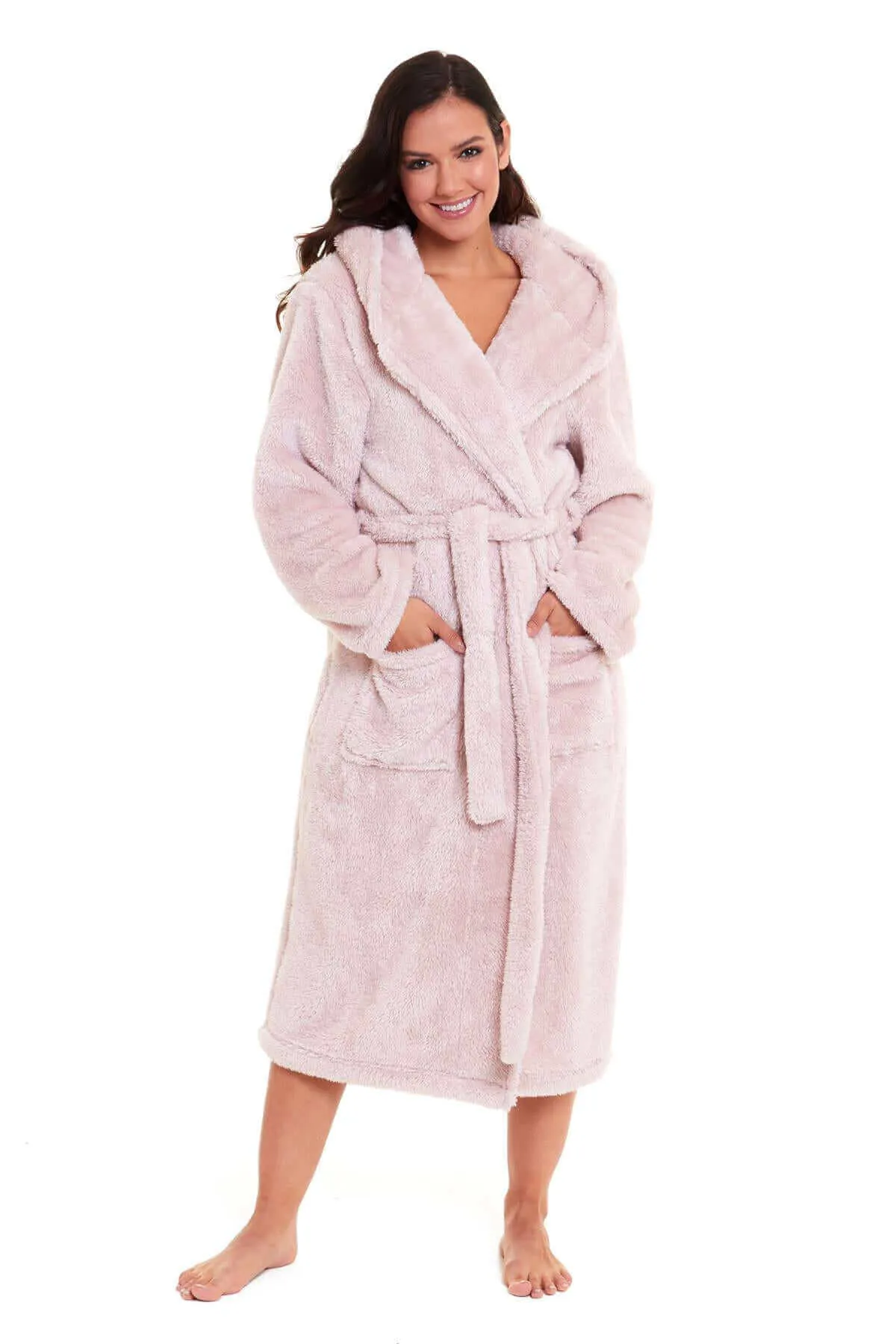 Ultra Soft Velvet Touch Women's Hooded Fleece Bathrobes Cozy Plush Snuggle Dressing Gowns for Lounging Spa Gym Hotel Multiple Sizes and Colors by Daisy Dreamer