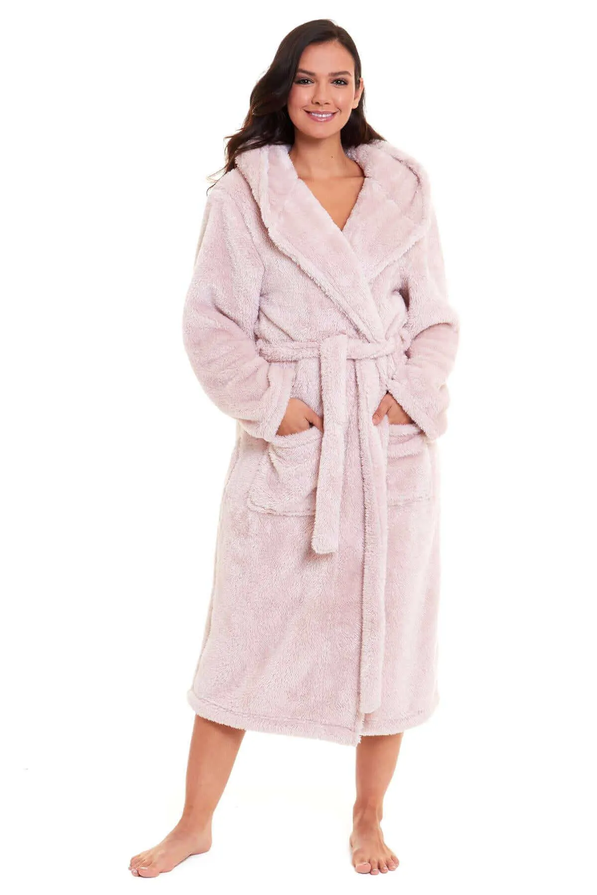 Ultra Soft Velvet Touch Women's Hooded Fleece Bathrobes Cozy Plush Snuggle Dressing Gowns for Lounging Spa Gym Hotel Multiple Sizes and Colors by Daisy Dreamer
