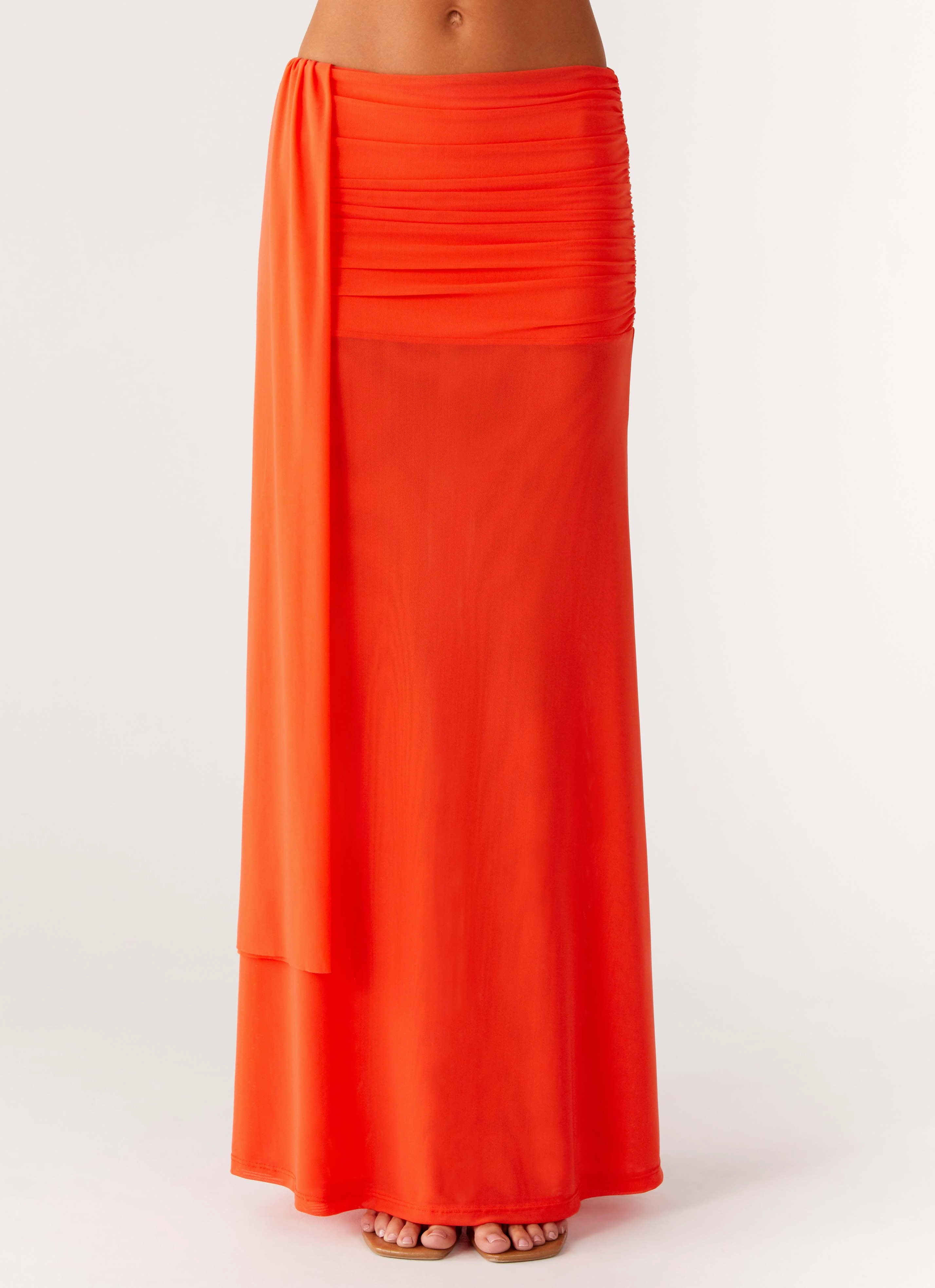 Polished Fit Blaze Maxi Skirt - Fire Red