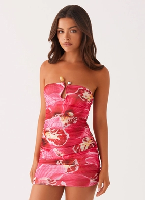 Button Fastenings Tie Dye Style Rudy Mini Dress - Orchid Pink