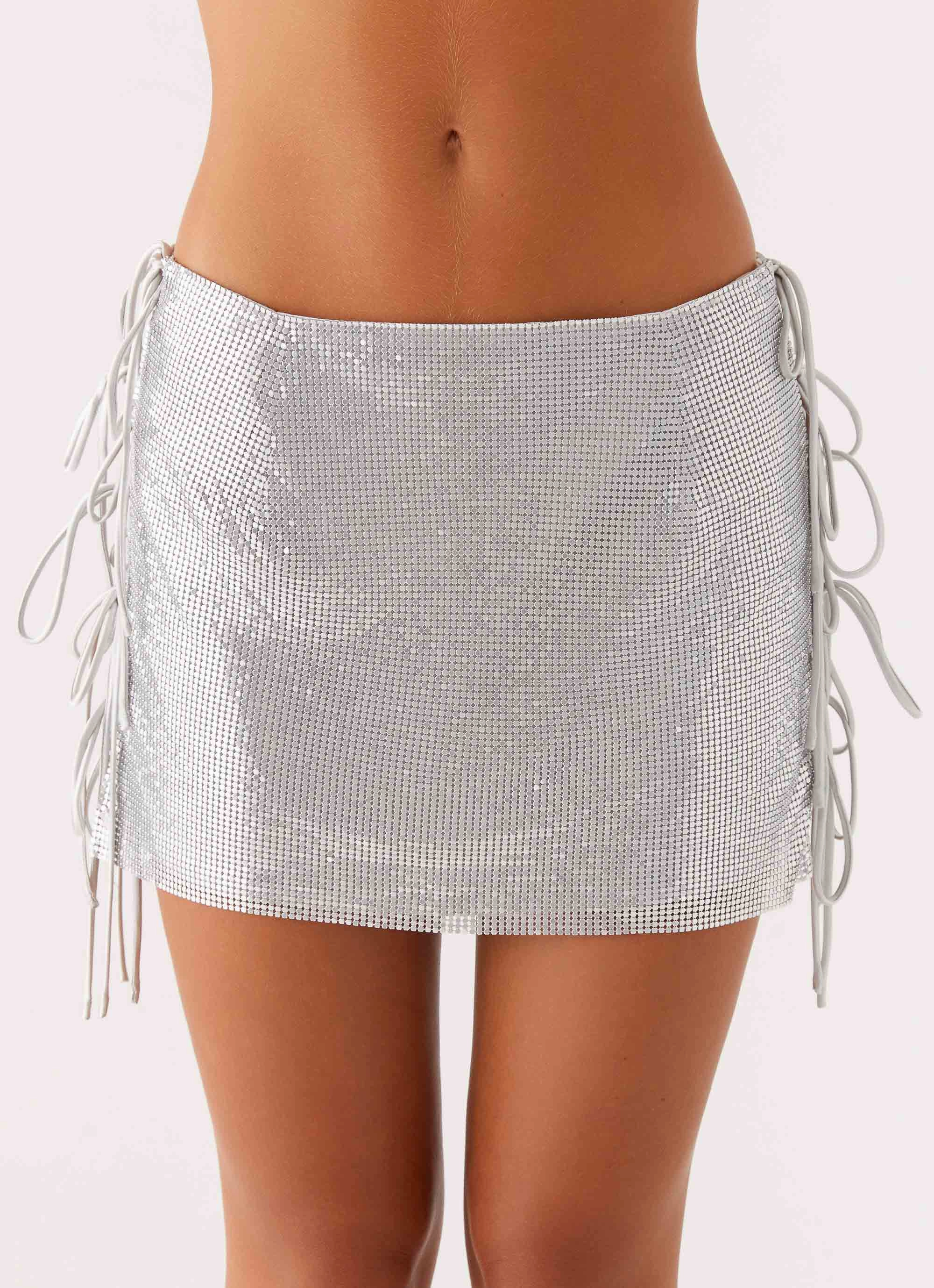 Popstar Glomesh Mini Skirt - Silver Clean Lines