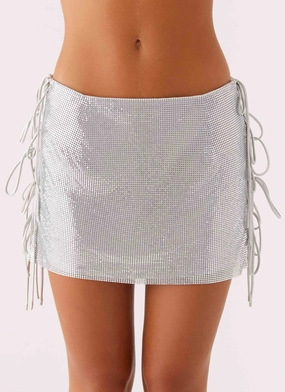 Popstar Glomesh Mini Skirt - Silver Clean Lines
