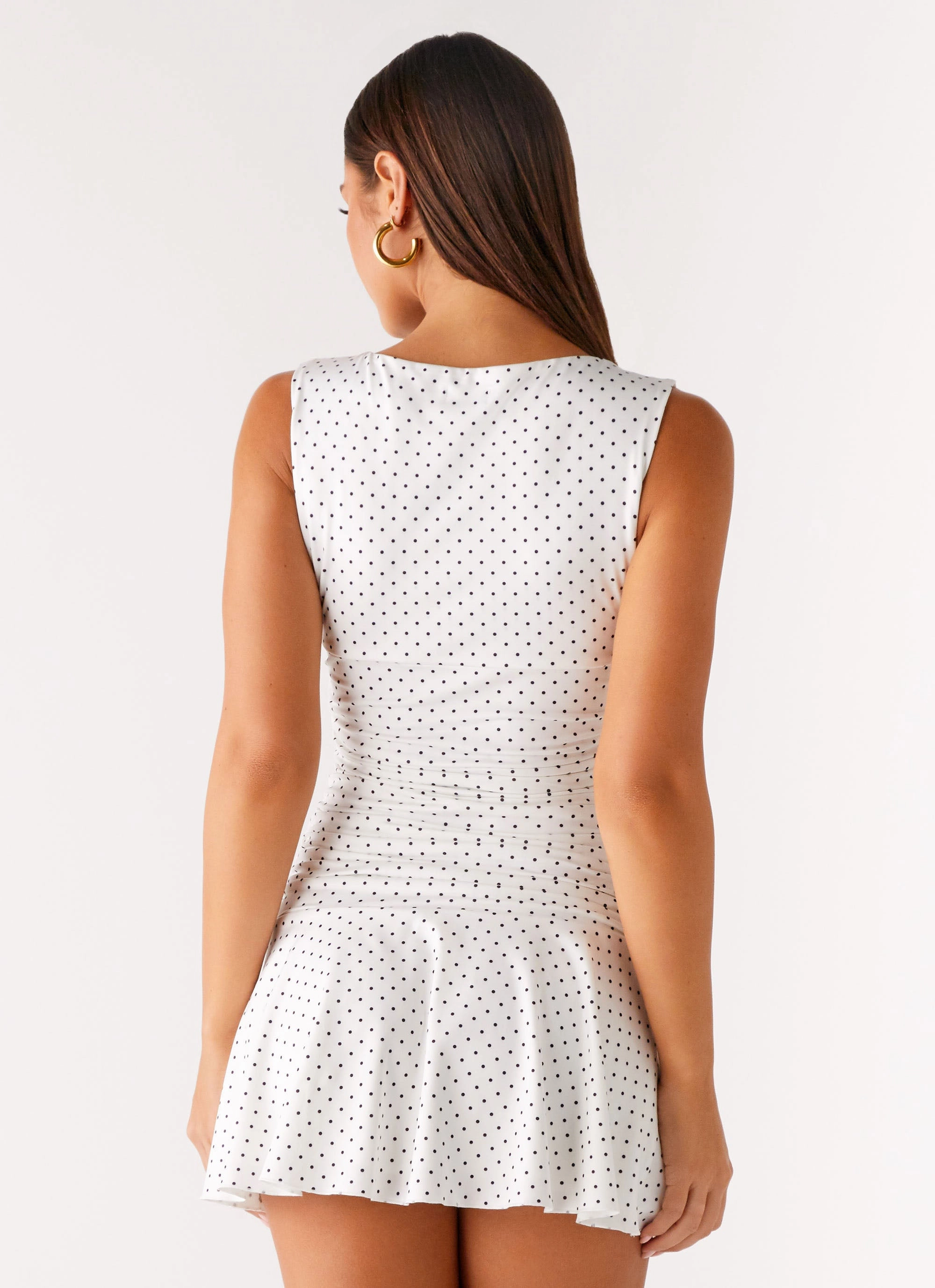 Wardrobe Classic Versatile Outfit Kelda Mini Dress - White Polka Dot