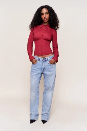 Tailored Corset Long Sleeve Casual Pullover