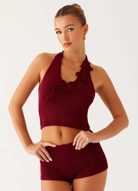Miffy Crochet Top - Maroon FullCut Shoulder