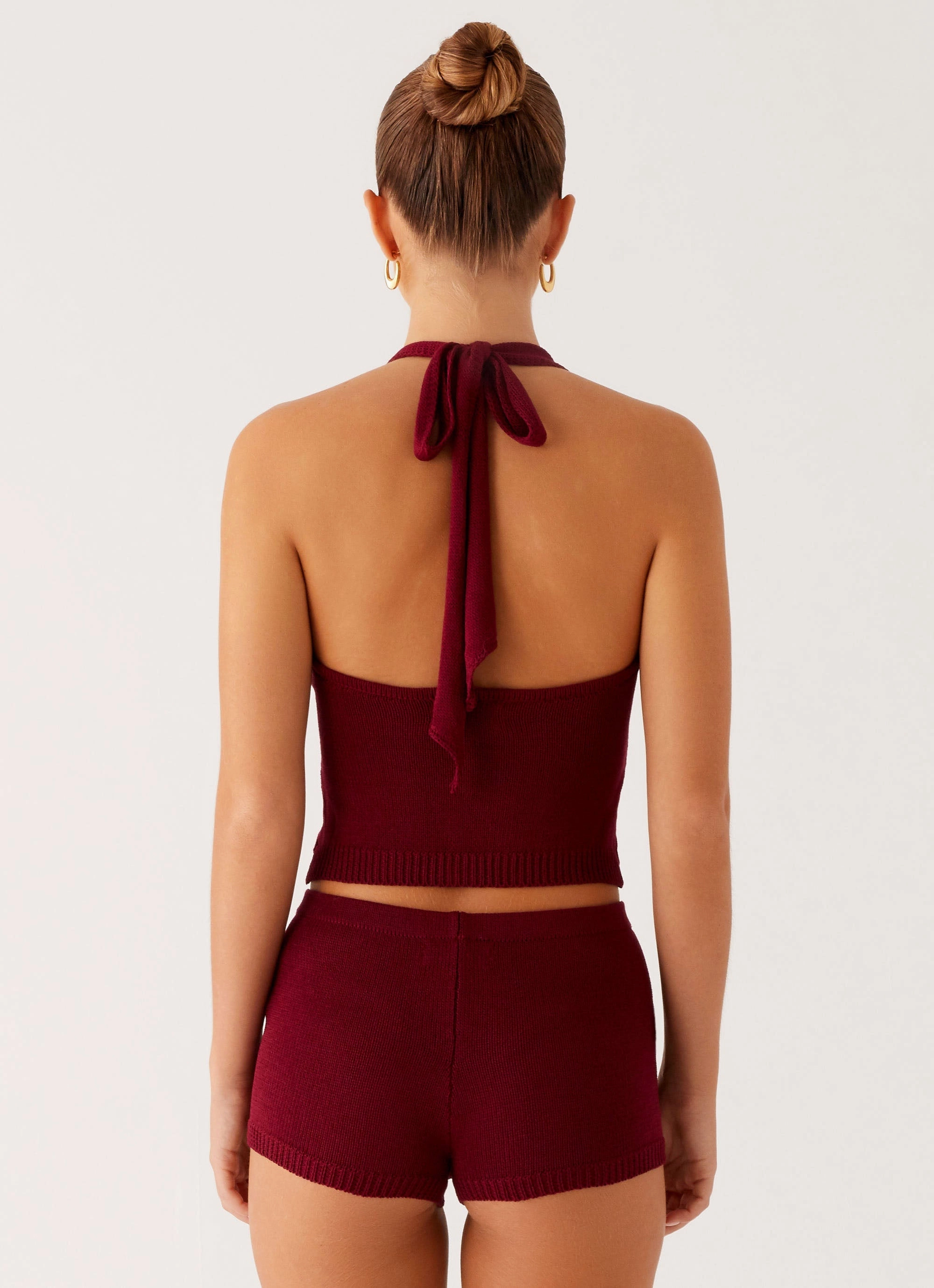 ReflectiveTrim Soft Texture Miffy Crochet Top - Maroon