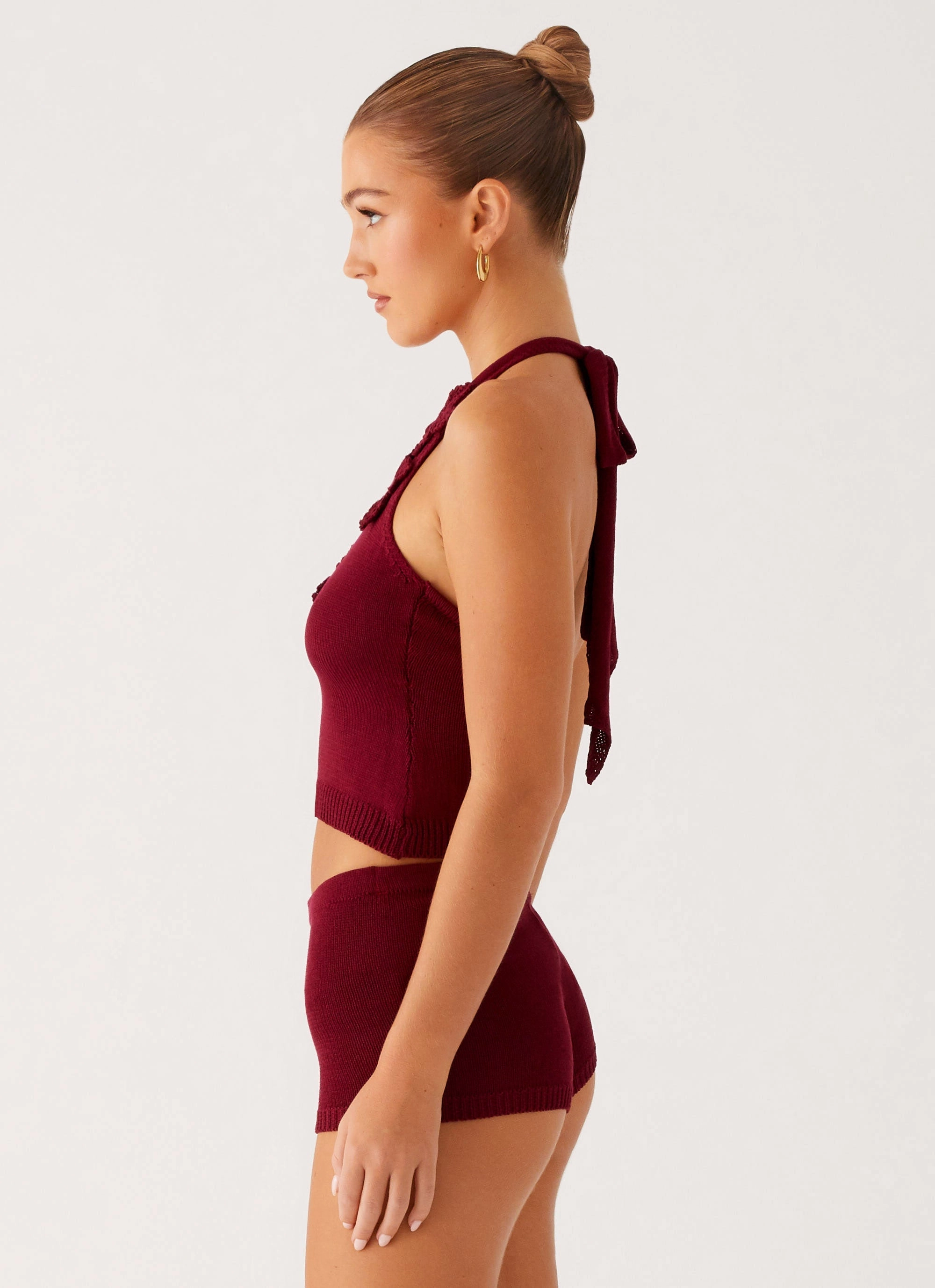 Miffy Crochet Top - Maroon ElasticTrimming BondedHemline