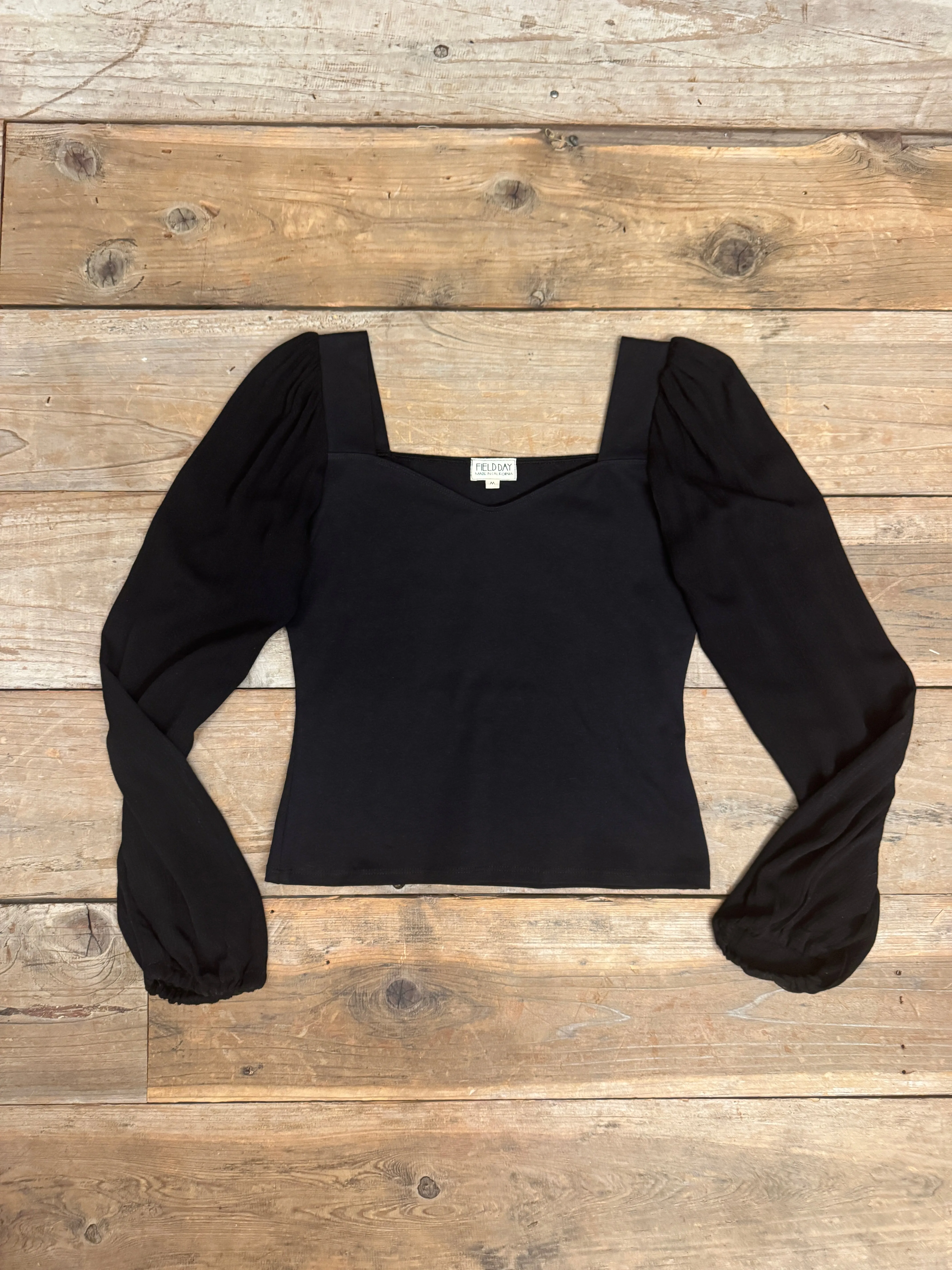 Elizabeth Top in Black on Black ContouredPanels
