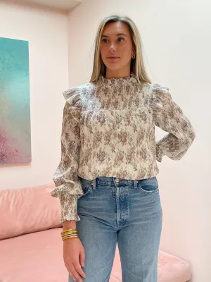 Fiona Chiffon Blouse Grid Texture Fabric LayeredNeckline