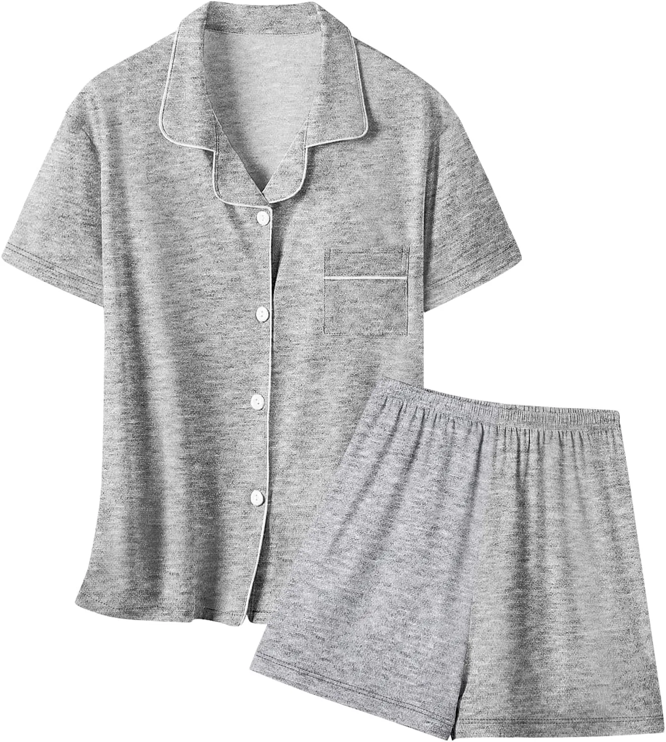 Umeyda Girls 2 Pieces Pajamas Sets Modal Sleepwear Button Down Short Sleeve Pjs Outfits