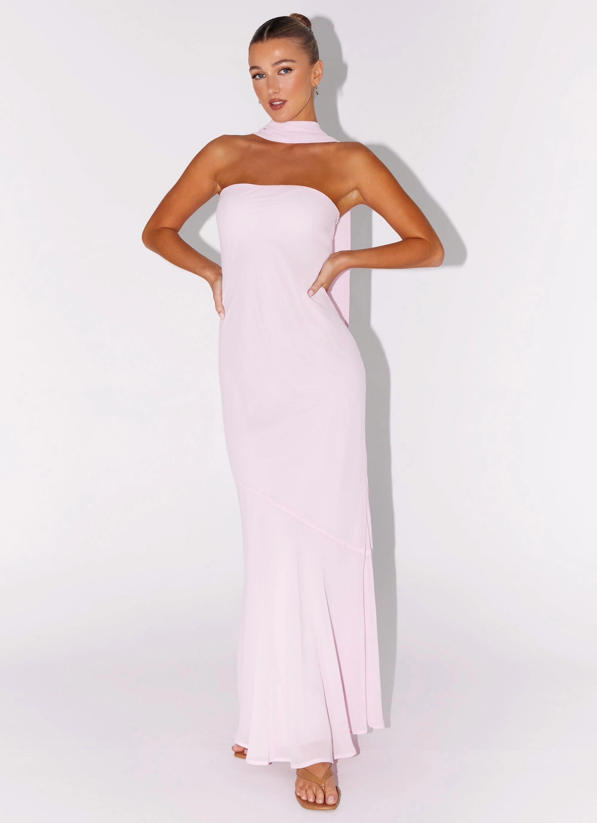 Under The Pagoda Maxi Dress - Pink Satin Touch