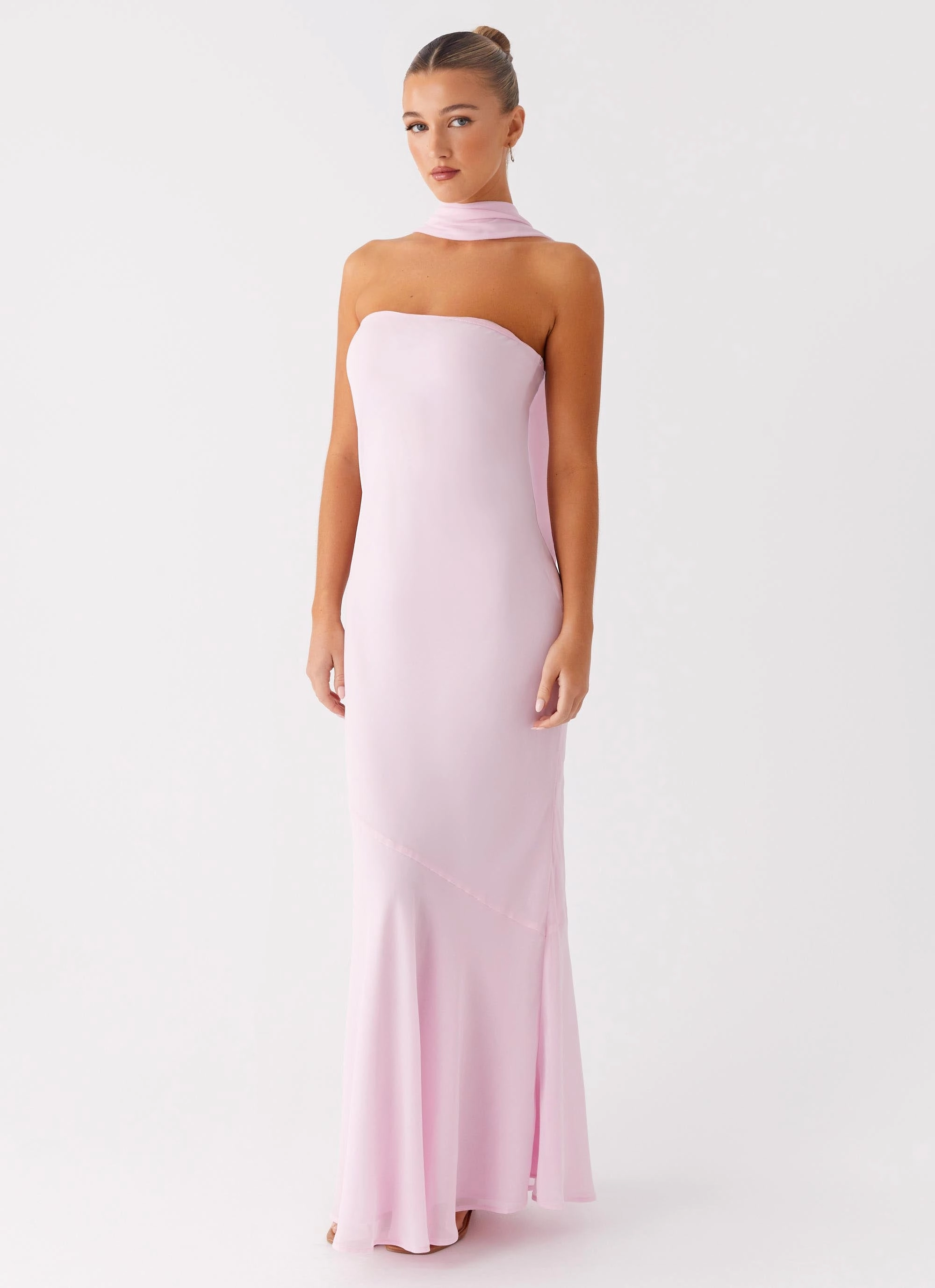 Front Detail Soft Layers Under The Pagoda Maxi Dress - Pink