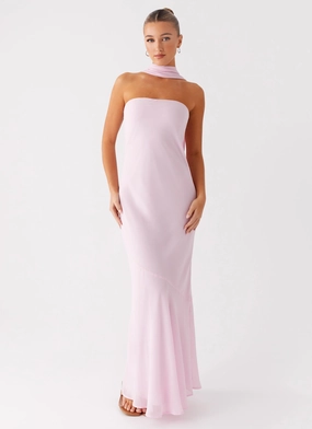 Under The Pagoda Maxi Dress - Pink Cozy Silhouette