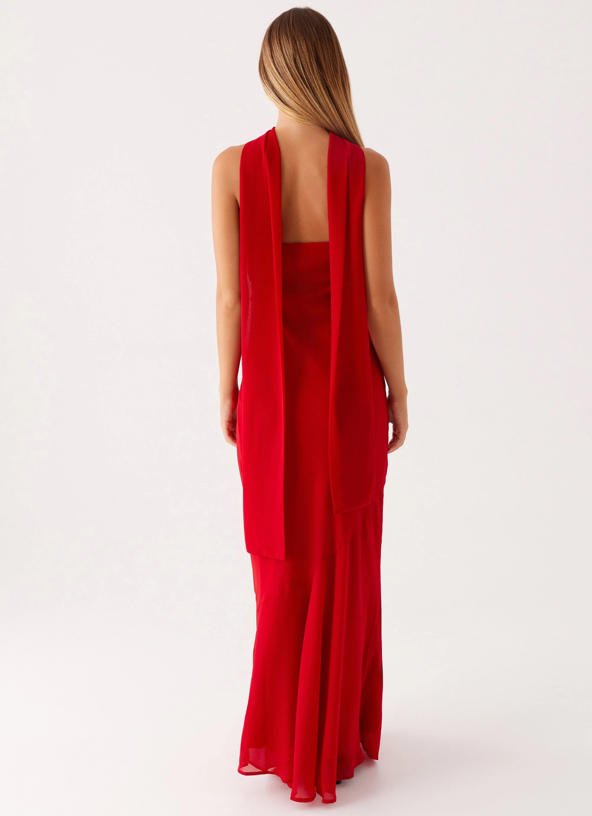 Under The Pagoda Maxi Dress - Red Fringe-Detail