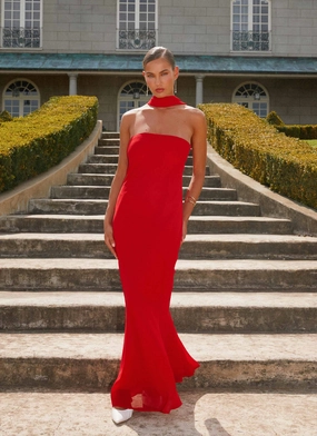 light layering Night Appeal Under The Pagoda Maxi Dress - Red