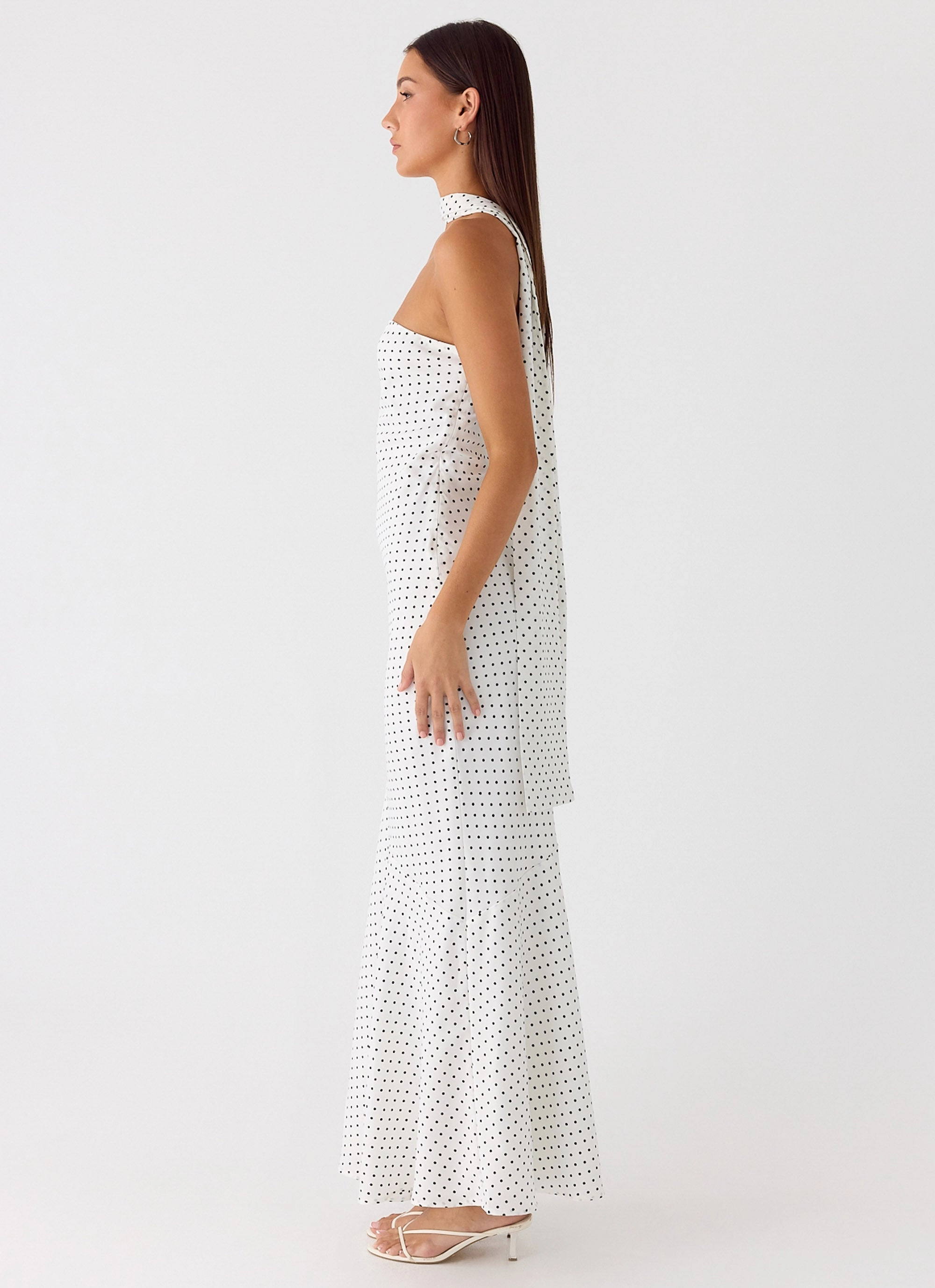 Sharp Motion City Bright Under The Pagoda Maxi Dress - White Polkadot