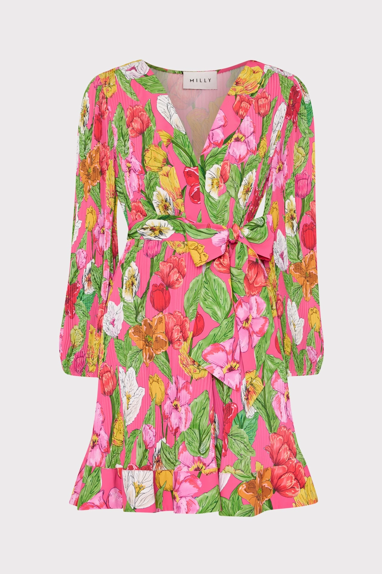 Effortless Pair Casual Pick Liv Tulip Rosette Pleated Dress
