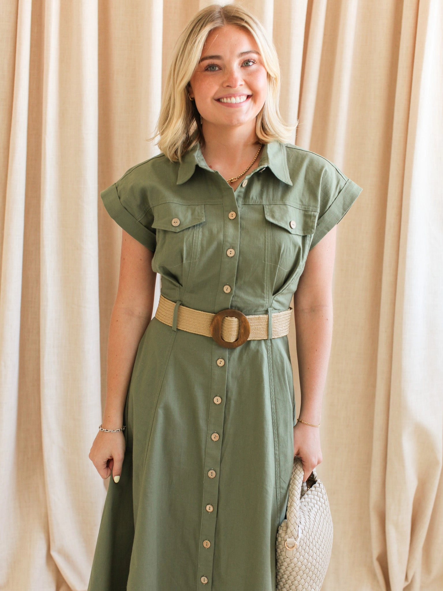 Vibrant fit Naomi Belted Midi Dress