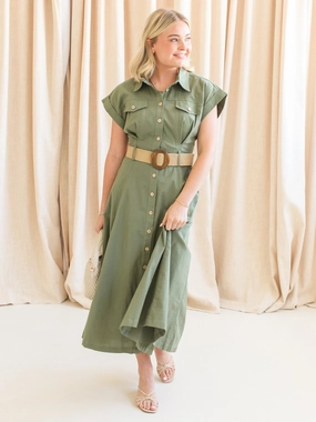 Resort Outfit Easy Texture Naomi Belted Midi Dress