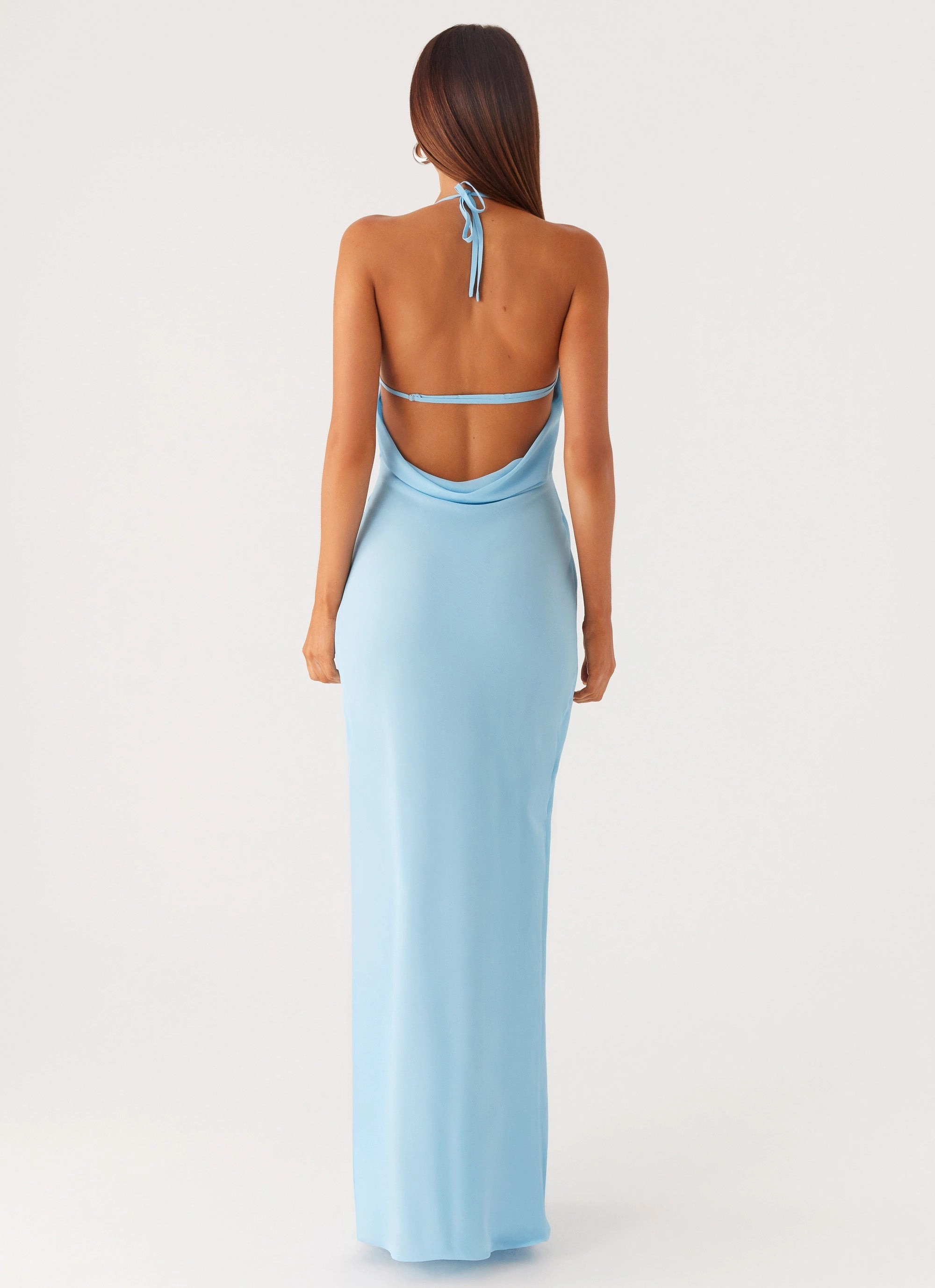 Tall-Fit Vibrant color dress Just A Kiss Cowl Maxi Dress - Turquoise