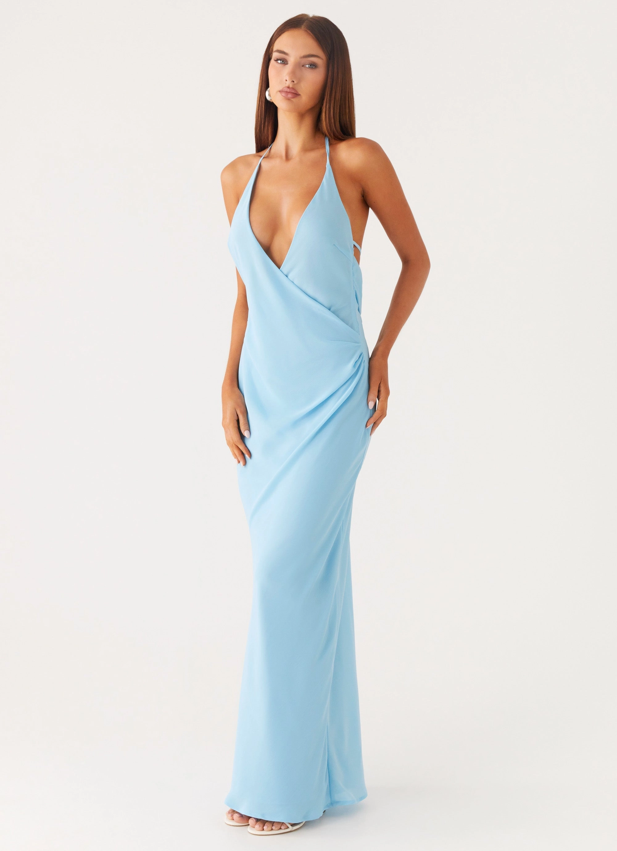 Chill Edge Just A Kiss Cowl Maxi Dress - Turquoise