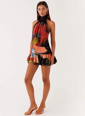 Summer Ready Day-To-Night Wear Willow Chiffon Mini Dress - Moody Floral