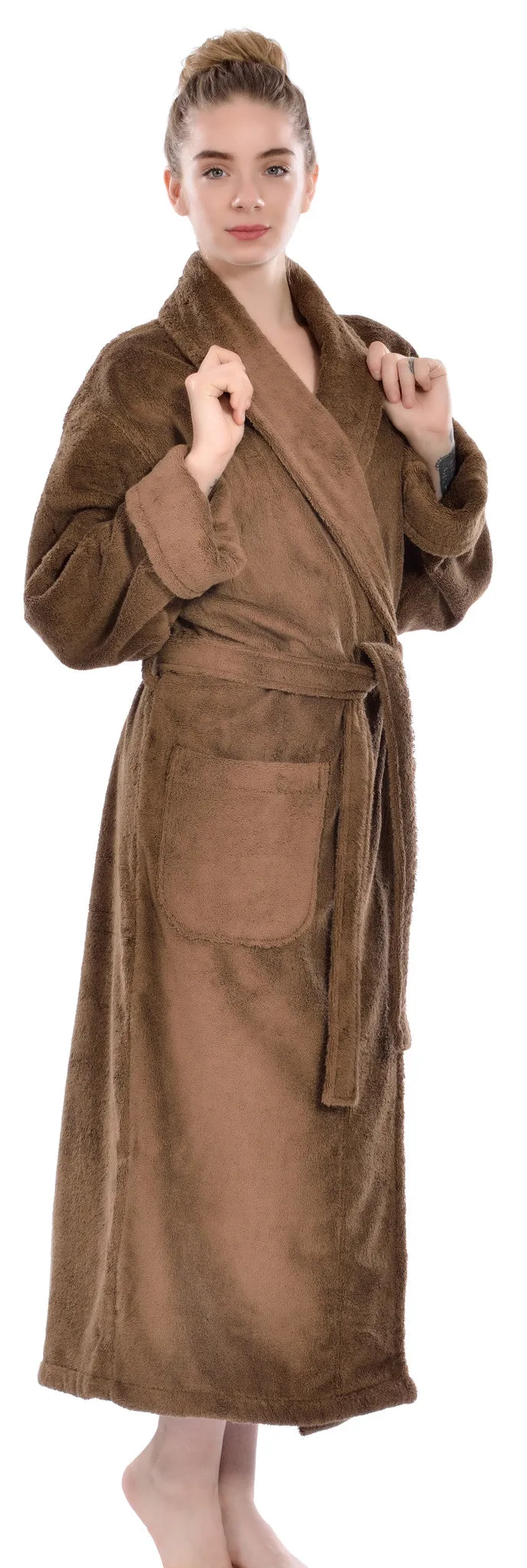 Unisex Terry Bathrobe, Coffee, OSFM