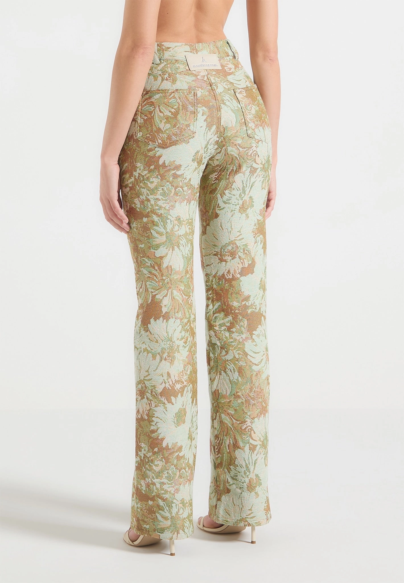 Florence - Jacquard High Rise Straight Leg Jeans - Sage Simple Choice