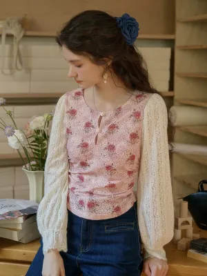 Timeless Cut Button Down Collar ??Final Sale??Maren Round Neck Rose Blouse