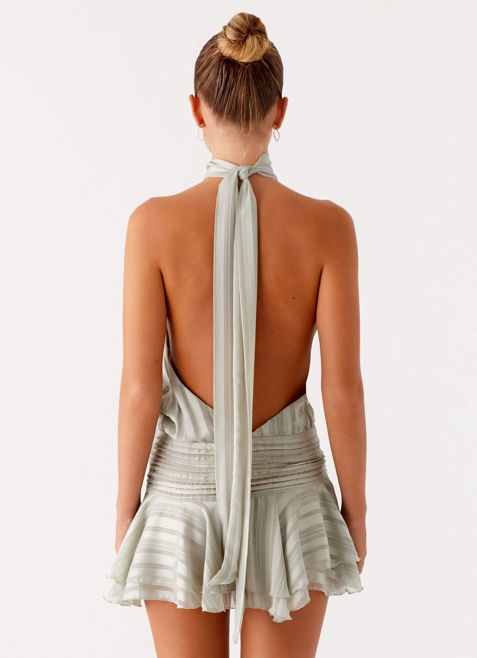 Willow Chiffon Mini Dress - Green Opaque finish