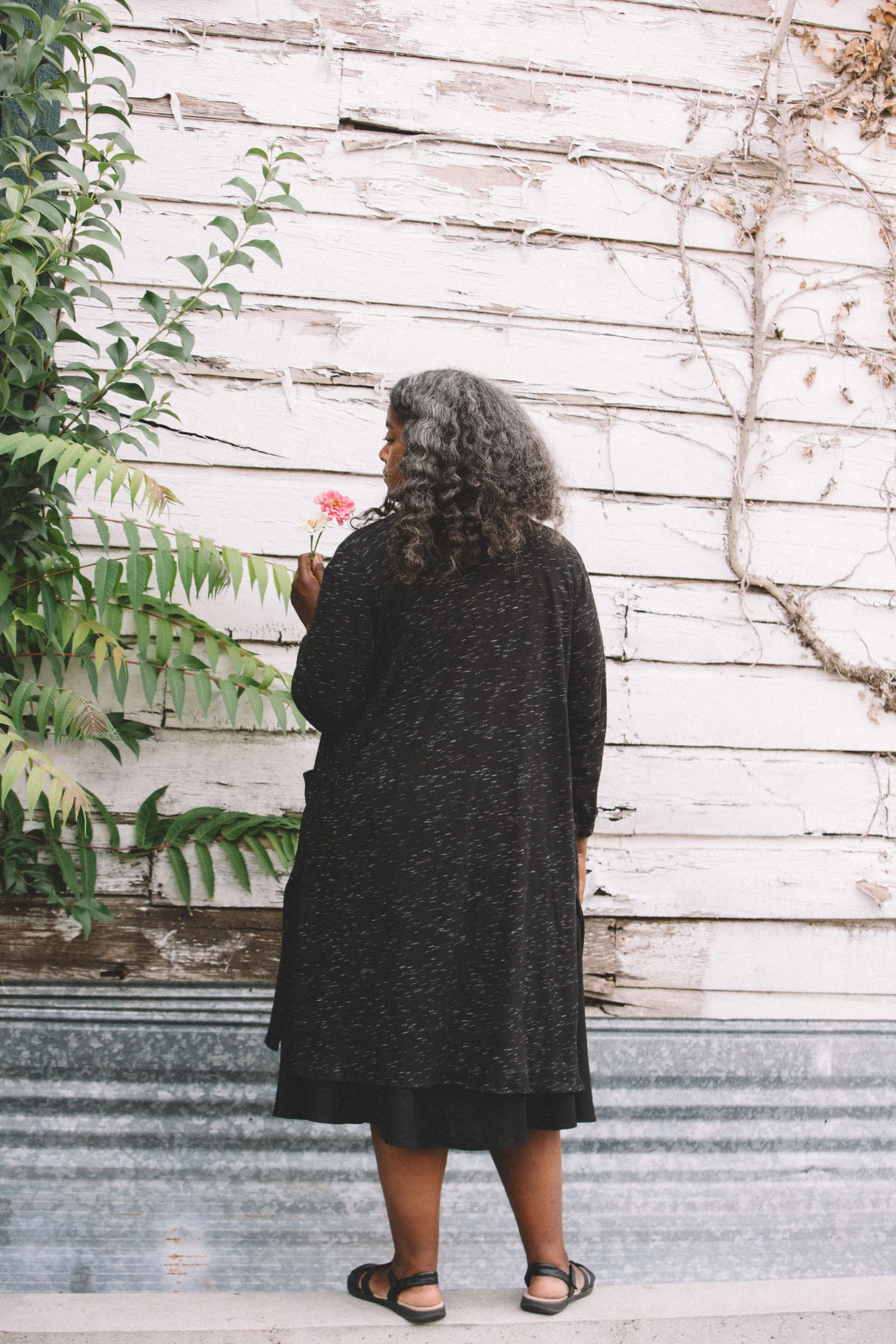 Hawthorn Cardigan in Heathered Slub Knit Noise Reduced Zipper
