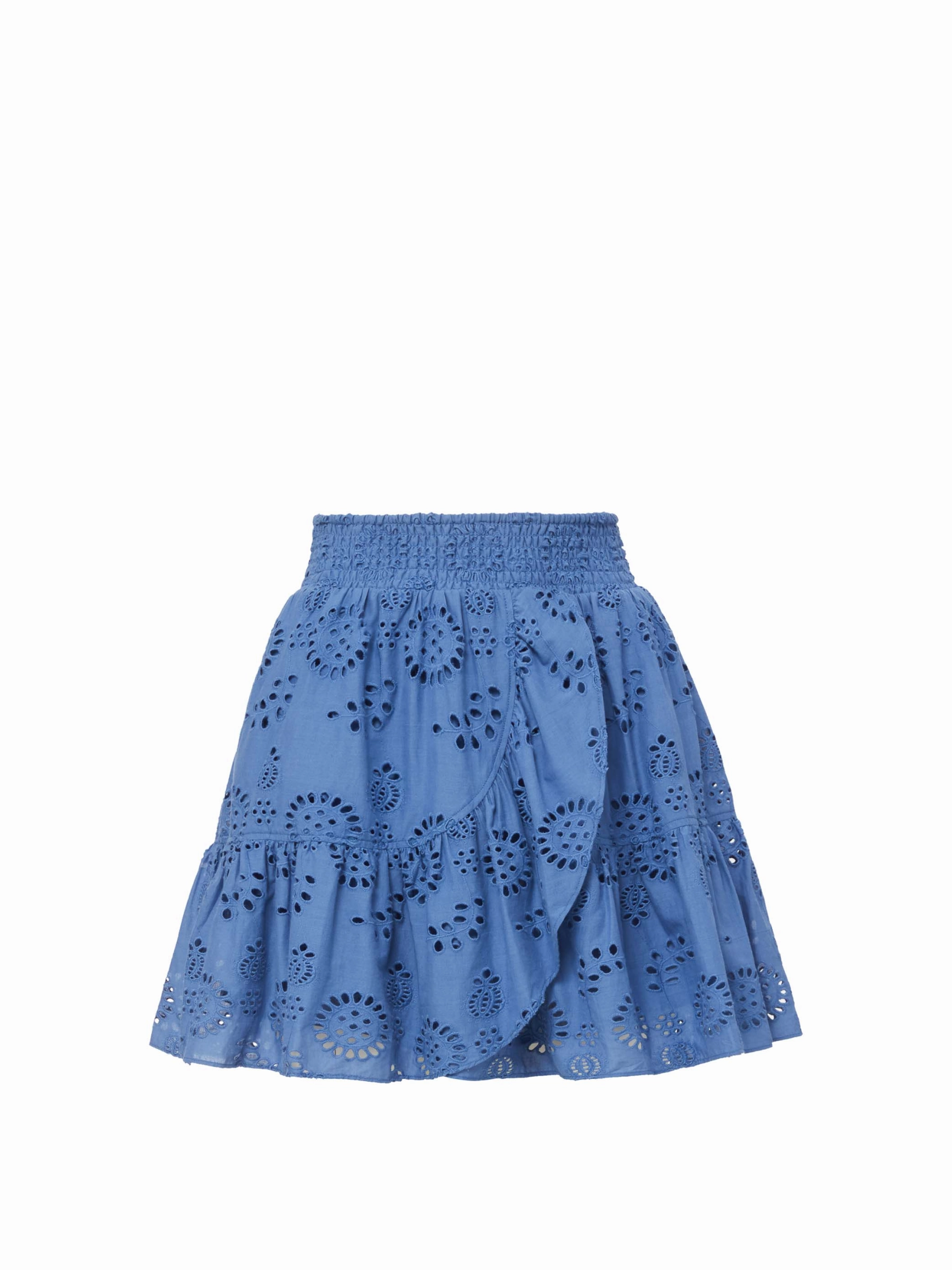 Izzy Skirt In Steel Blue San Andr??s Eyelet Ankle length Pocket Design