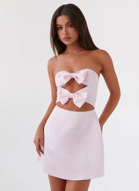 Outfit Vibes Relaxed Look Girl Crush Bow Mini Dress - Pink