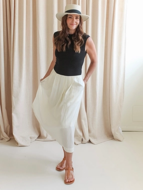 Bridget Contrast Dress- White/Black Church Proper