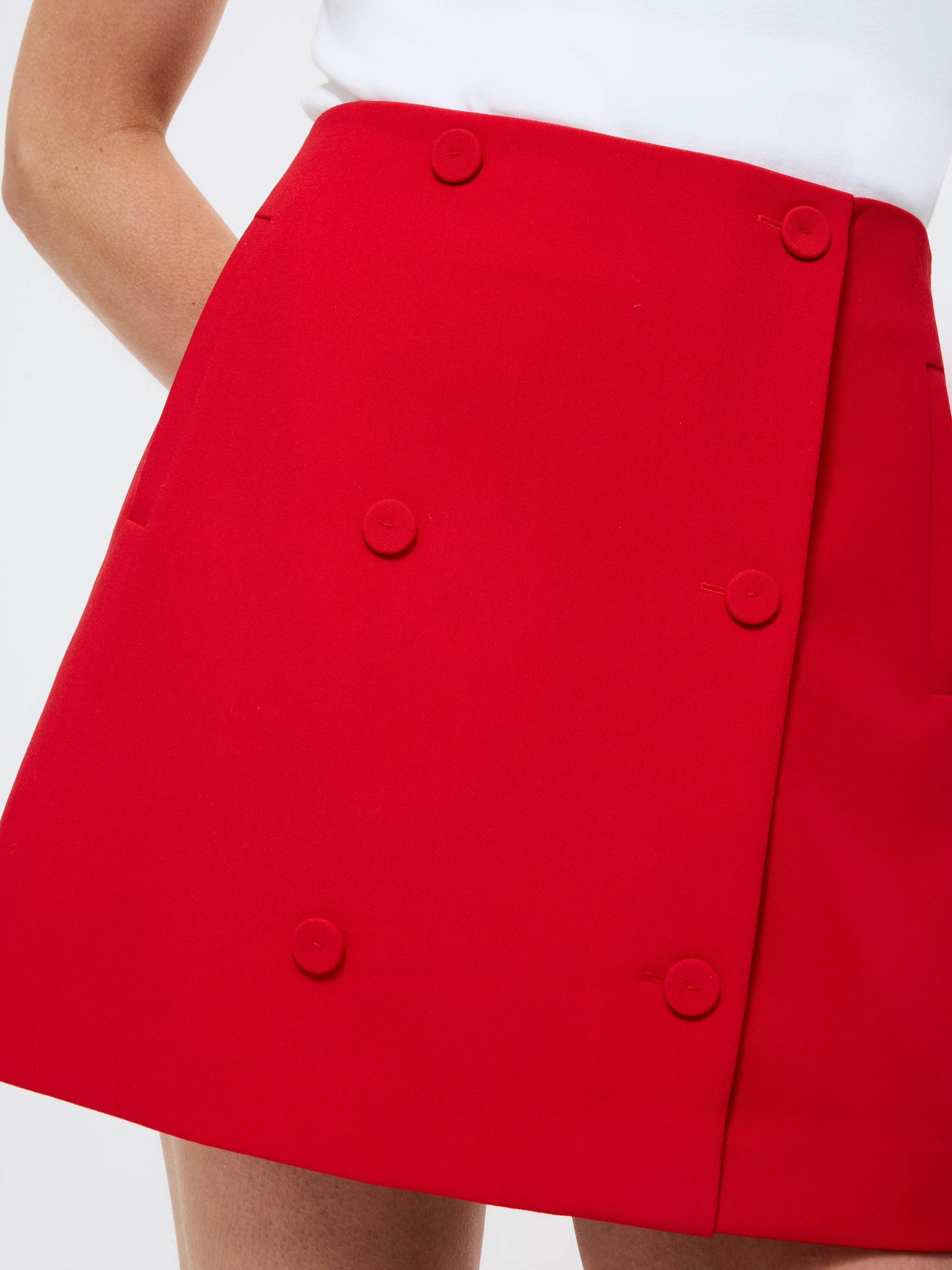 Built In Shorts Azra Twill Double Breasted Mini Skirt