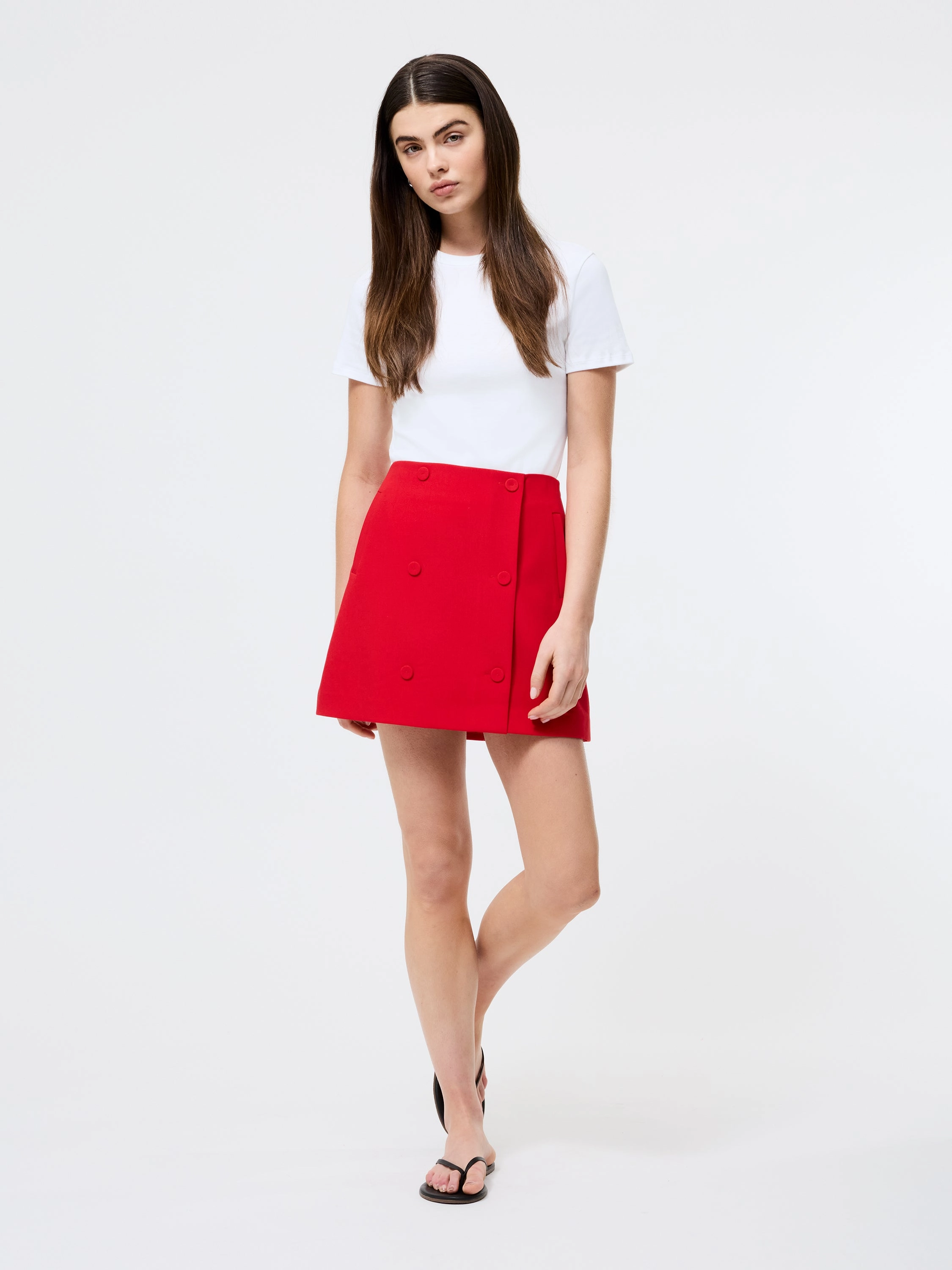Mood Outfitboard City Style Azra Twill Double Breasted Mini Skirt
