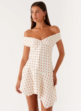 Shopping Trip Alma Mini Dress - White Red Polka Dot