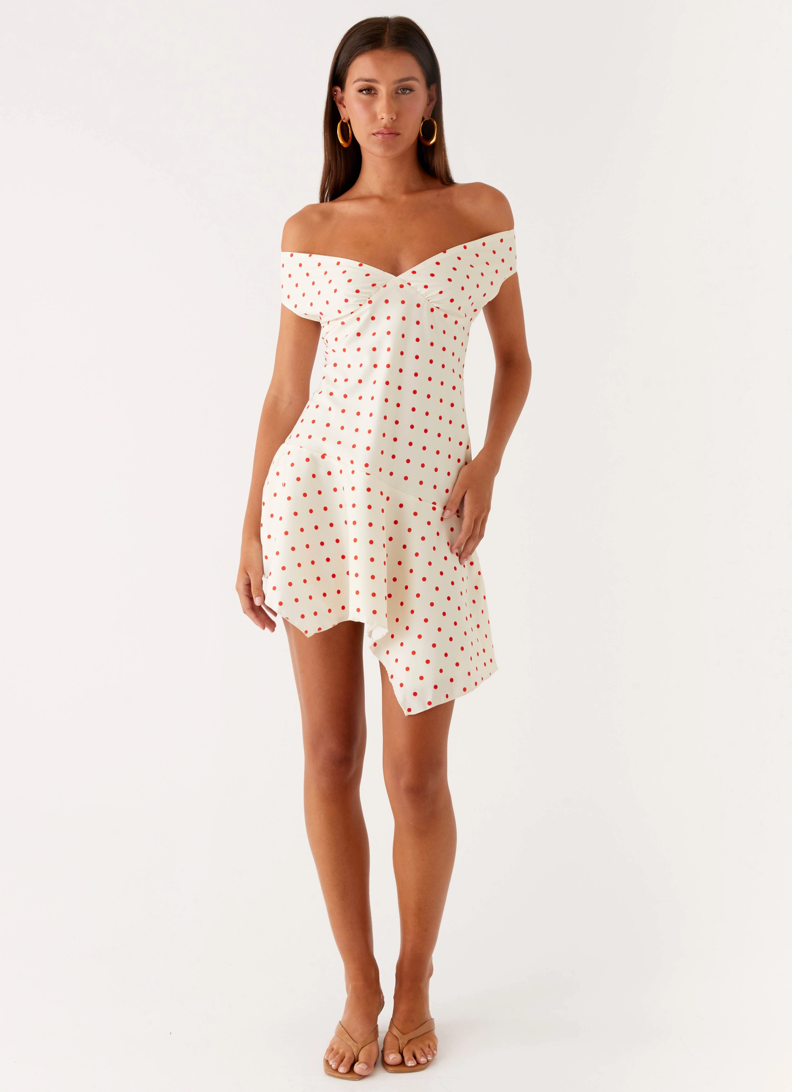Creative Fashion Calm Mood Alma Mini Dress - White Red Polka Dot