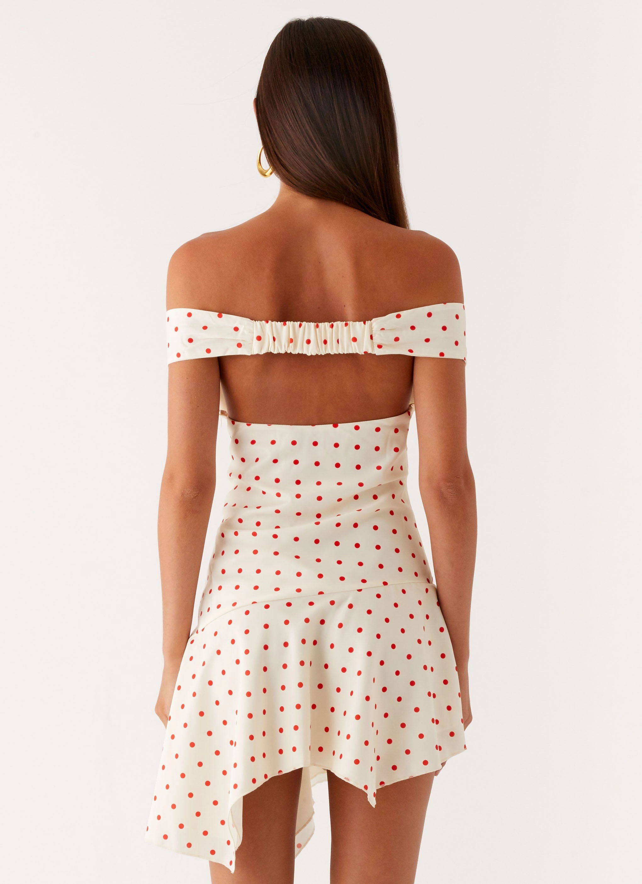Versatile Fit Minimalist Layering Alma Mini Dress - White Red Polka Dot