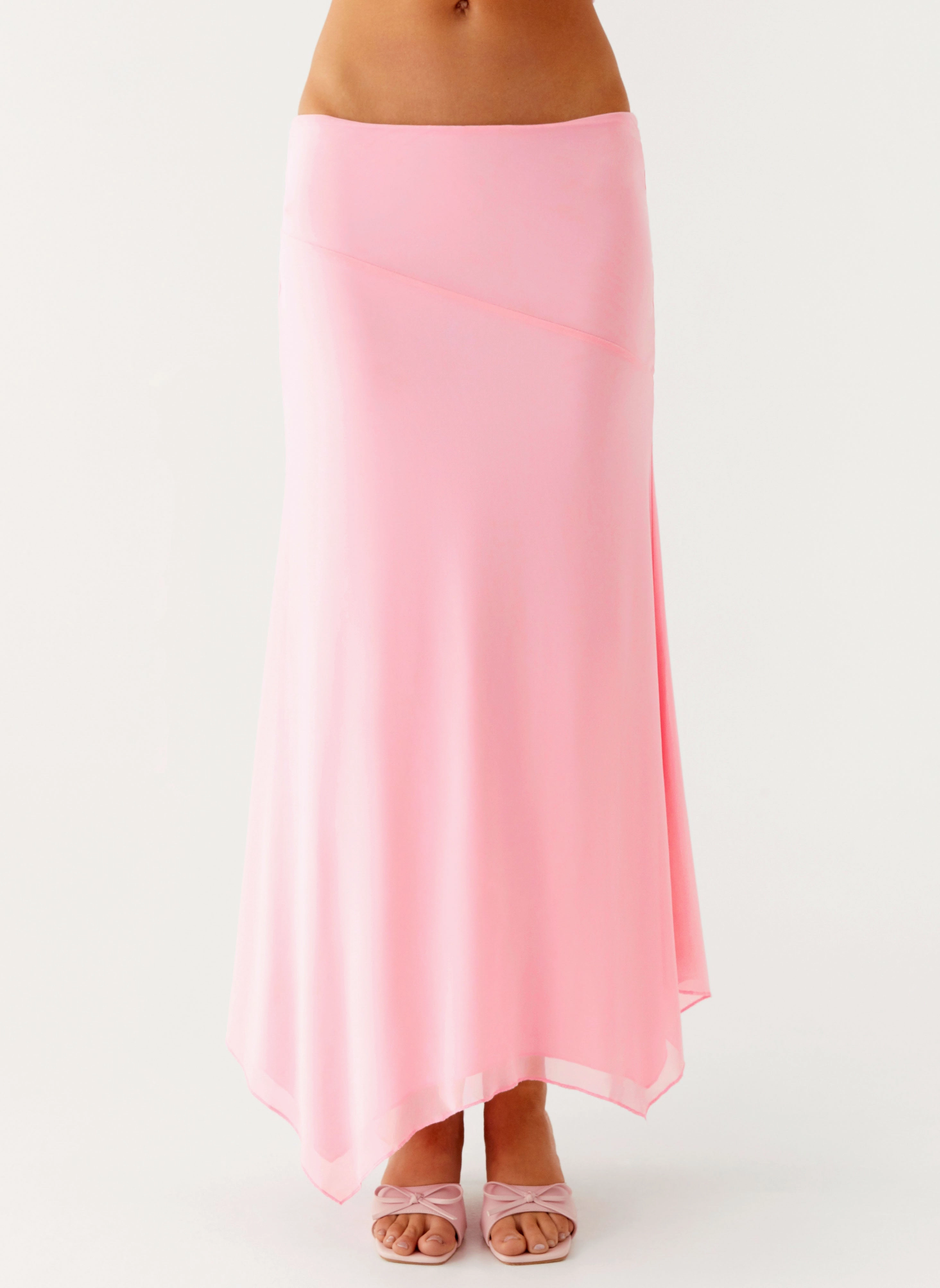 Kerrie Hanky Midi Skirt - Baby Pink Formal Event Abstract Motif