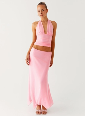 Kerrie Hanky Midi Skirt - Baby Pink Refined Sophistication Creative Layering