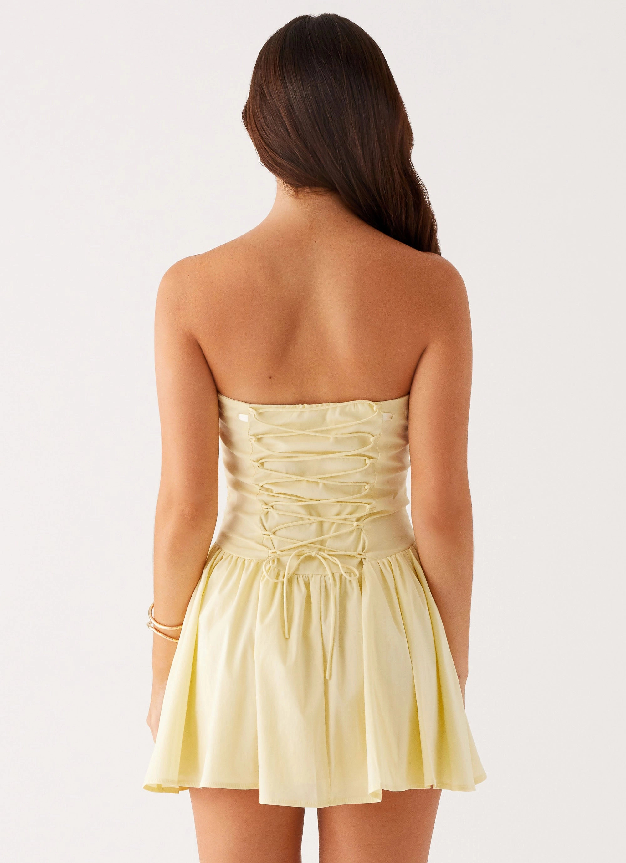 Animal Print Minimalist Layering Kienna Strapless Mini Dress - Yellow